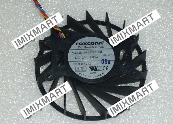 DC12V 0.85A Foxconn PVB070F12M -P01-BB 17CFM TP39X-A00 70x70x18mm Fan 4Wire