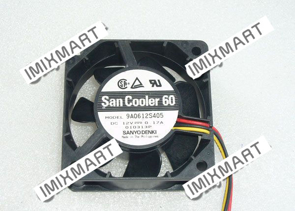 SANYO DENKI 9A0612S405 DC12V 0.17A 6025 6CM 60MM 60X60X25MM 3pin Cooling Fan