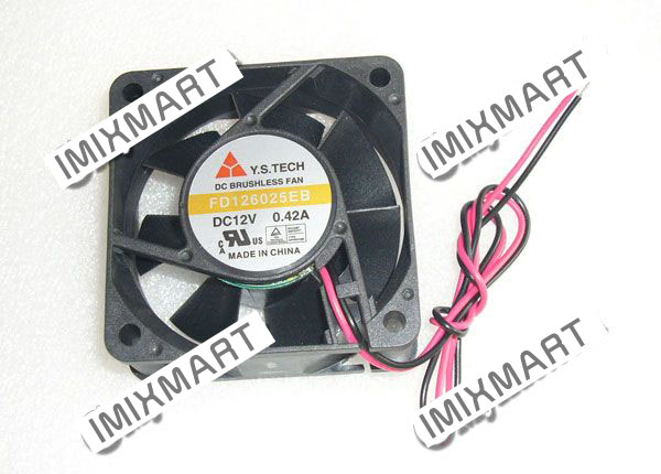 Y.S TECH FD126025EB DC12V 0.42A Computer Case Cooling Fan 60x60x25mm 2pin