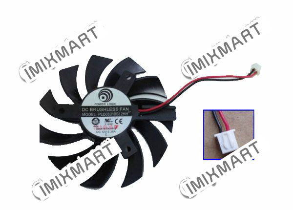 Power Logic Graphic Card Cooling Fan PLD08010S12HH 74x74x10mm