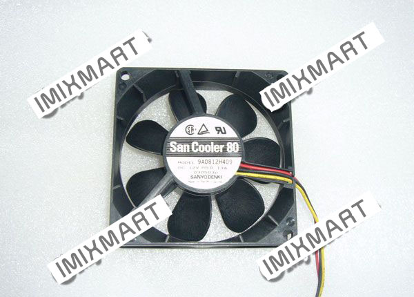 SANYO DENKI 9A0812H409 DC12V 0.13A 8025 8cm 80mm 80x80x25mm 3pin Cooling Fan