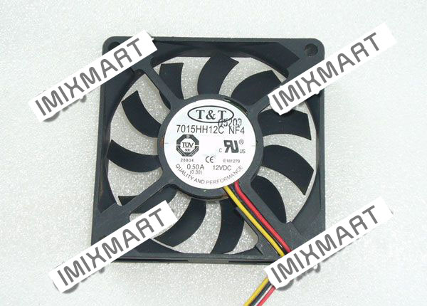 T&T 7015HH12C NF4 DC12V 0.50A 7015 7CM 70MM 70X70X15MM 3pin Cooling Fan