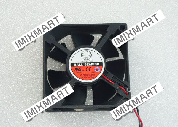 GLOBE FAN B0702512HH DC12V 0.33A 7025 7CM 70MM 70X70X25MM 2pin Cooling Fan