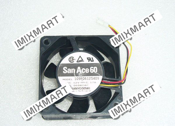 Sanyo Denki 109R0612S409 DC12V 0.17A 6025 6CM 60MM 60X60X25MM 3pin Cooling Fan