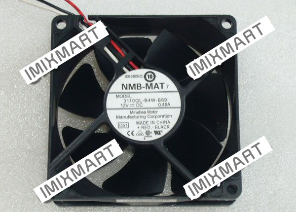 NMB 3110GL-B4W-B89 D51 DC12V 0.46A Server Cooling Fan 8CM 80mm 80x80x25mm 3Pin