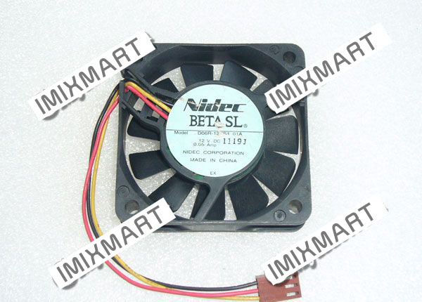 Nidec D06R-12TS4 01A DC12V 0.05A 6015 6cm 60mm 60x60x15mm 3pin Cooling Fan