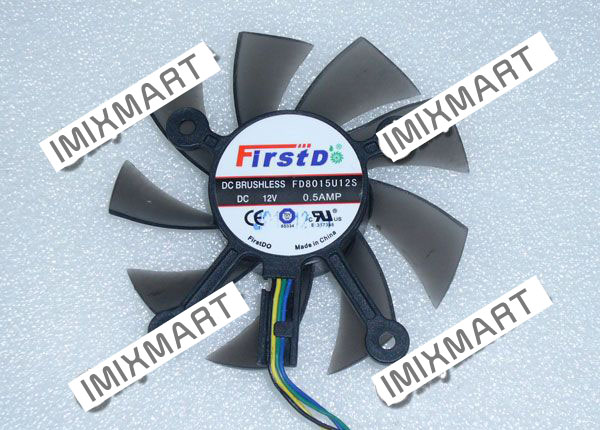 Firstd FD8015U12S Graphic Card Cooling Fan DC12V 0.5AMP 43mm 75x75x15mm