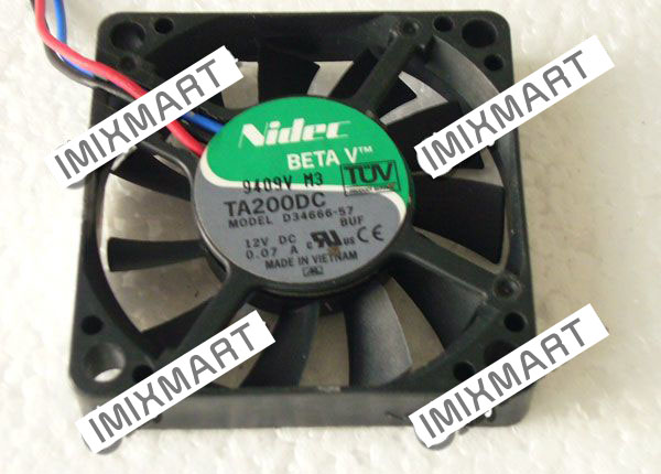 Nidec TA200DC D34666-57 BUF DC12V 0.07A 5010 5CM 50mm 50x50x10mm 3Pin Cooling Fan