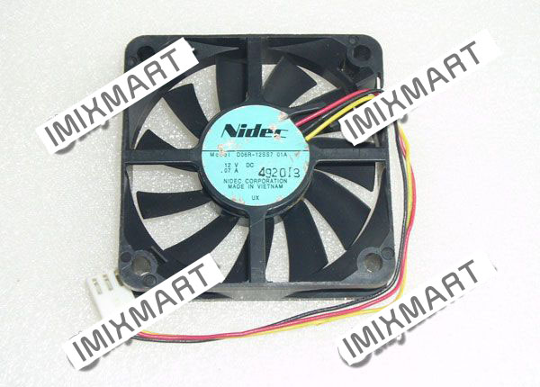Nidec D06R-12SS7 01A DC12V 0.07A 6015 6CM 60MM 60X60X15MM 3pin Cooling Fan