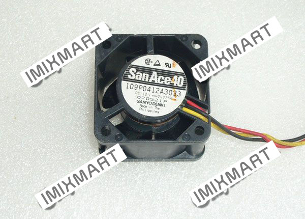 SANYO DENKI 109P0412A3033 DC12V 0.075A 4028 4CM 40MM 40X40X28MM 3pin Cooling Fan