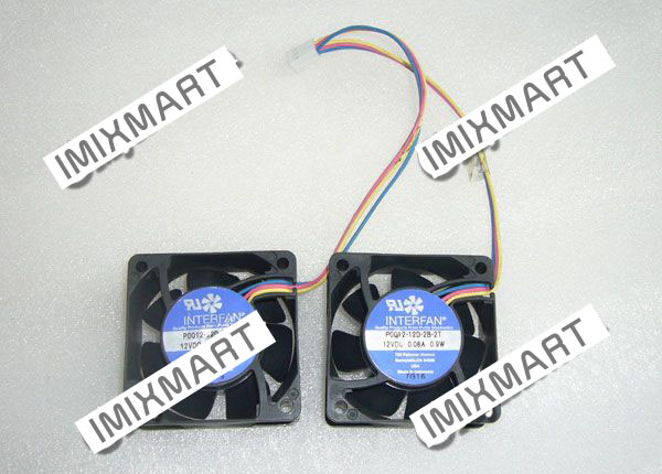 INTERFAN P0012-12D-2B-2T DC12V 0.08A 0.9W 6025 6CM 60MM 60X60X25MM 3pin Cooling Fan