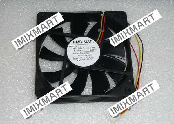 NMB-MAT DC12V 0.17A 12CM 12025 4710KL-04W-B19 M08 Cooling Fan 120×120×25mm 3Pin