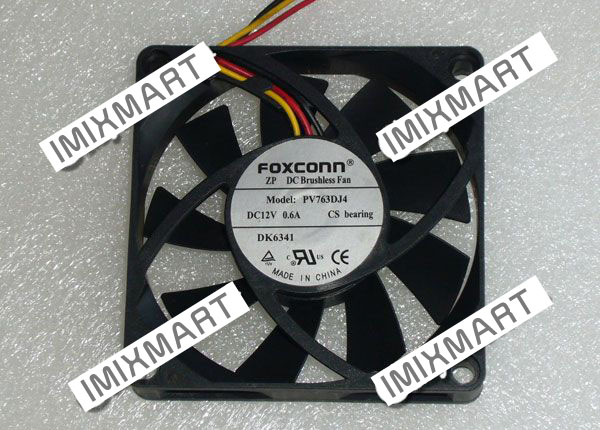 Foxconn PV763DJ4 DC12V 0.6A 7015 7CM 70MM 70X70X15MM 3pin Cooling Fan