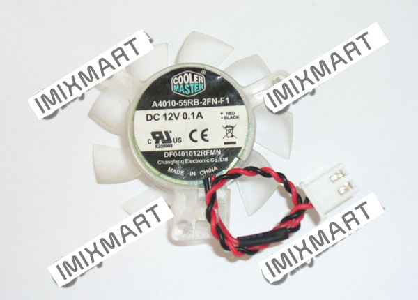 Cooler Master DF0401012RFMN A4010-55RB-2FN-F1 DC 12V 0.1A 2Pin Cooling Fan 37x37x9mm