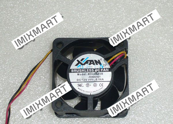 XFAN RDL4020B-R36AH01 DC12V 0.06A 4020 4CM 40MM 40X40X20MM 3pin Cooling Fan