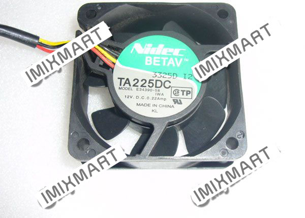 NIDEC TA225DC E34390-58 6025 6CM DC12V 0.22A 3Pin 60x60x25mm Cooling Fan