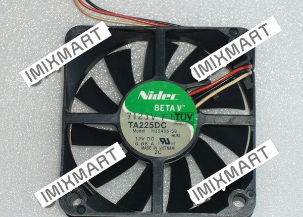 NIDEC TA225DC H35466-58 6015 6CM DC12V 0.05A 3Pin 60x60x15mm Cooling Fan