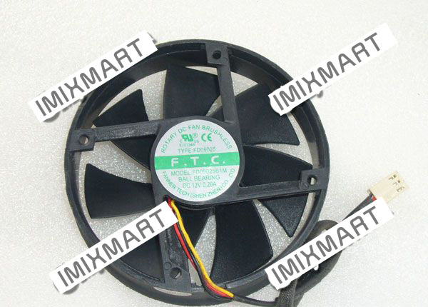 F.T.C FD09025B1M DC12V 0.20A 9225 92X92X25MM 3pin Cooling Fan