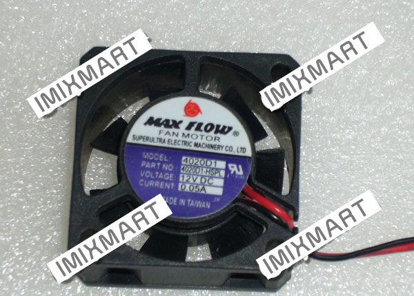 MAX FLOW 4020D1-HSPL DC12V 0.05A 4020 4CM 40MM 40X40X20MM 2pin Cooling Fan
