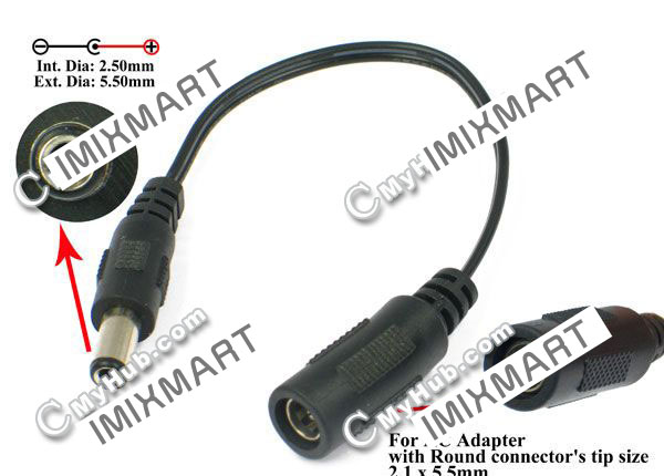 AC Adapter Tip Converters , Converting tip from 2.1 x 5.5mm to 2.5 x 5.5mm
