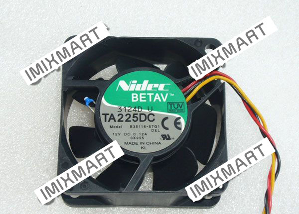 Nidec TA225DC B35116-57G1 DEL DC12V 0.12A 6025 6CM 60MM 60X60X25MM 3pin Cooling Fan