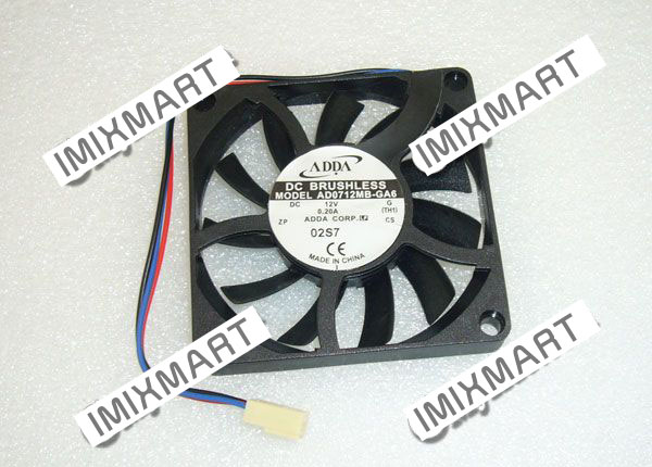 DC12V 0.2A ADDA AD0712MB-GA6 G (TH1) 7CM 7010 3Pin Fan 70x70x10mm