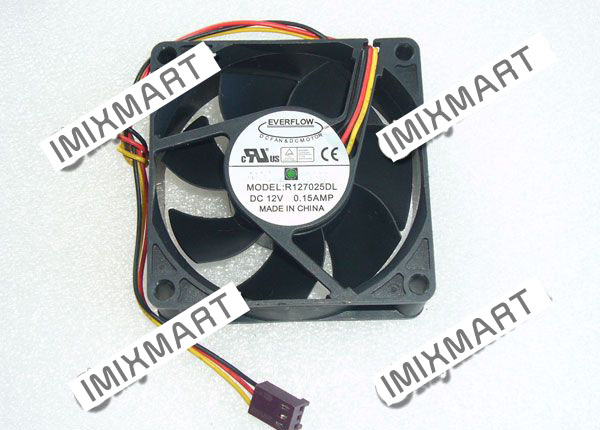 EVERFLOW R127025DL DC12V 0.15A 7025 7CM 70MM 70X70X25MM 3pin Cooling Fan