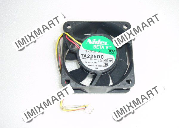 Nidec 7x08v J1 TA225DC B34605-33AST 6025 DC12V 0.58A 60x60x25mm 3Pin Fan