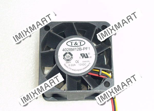 T&T 4028M12B-PF1 DC12V 0.22A 3Pin 4CM 4028 40x40x28mm Cooling Fan