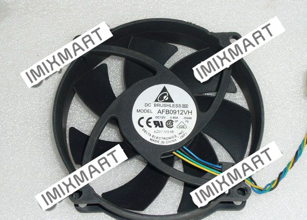 Delta AFB0912VH -5G48 DC12V 0.60A 9525 95mm 9.5CM 4Pin Cooling FAN